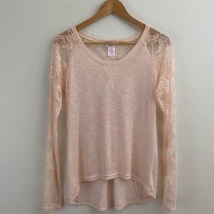 Candies | High Low Lace Sleeves Sweater Top